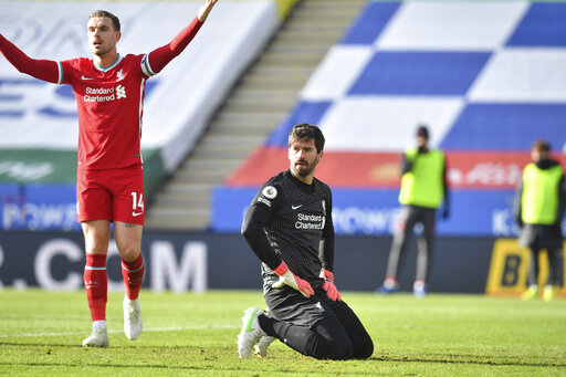 Slumping Liverpool collapses in 3-1 loss at Leicester in EPL