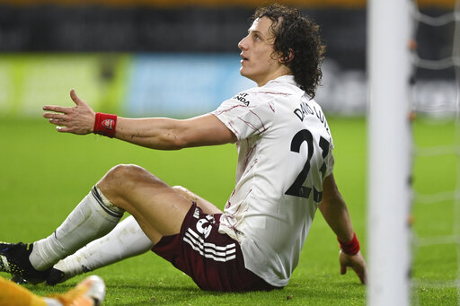 Luiz, Leno sent off as Arsenal loses 2-1 at Wolves in EPL