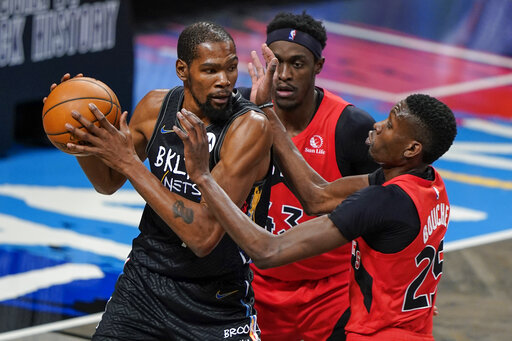 Durant pulled as Nets lose 123-117 to Raptors