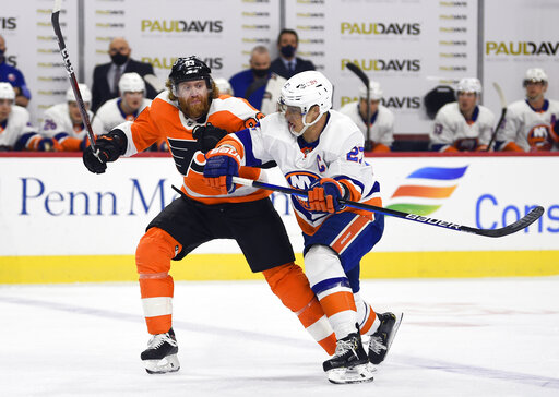 Laughton scores in OT to give Flyers 3-2 win over Islanders